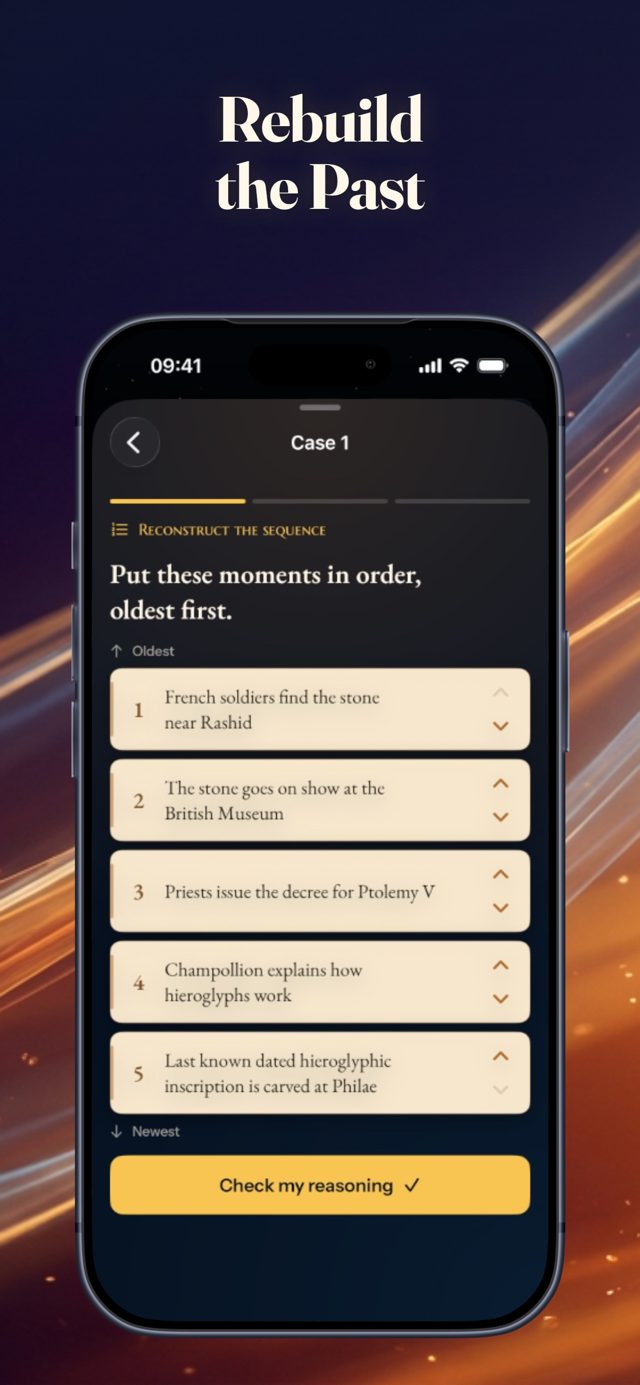 Chronology step: putting events in order from oldest to newest